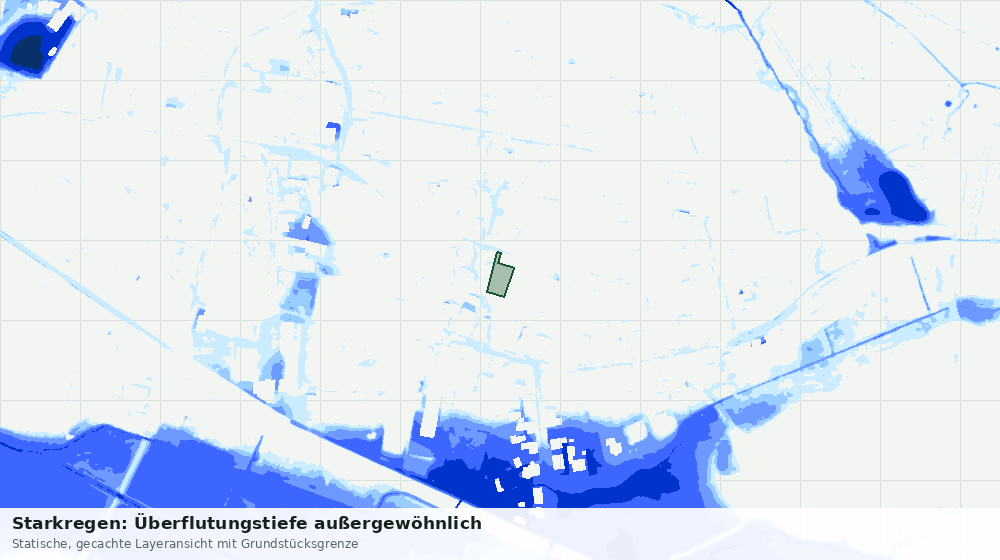 Statische Kartenansicht: Starkregen: Überflutungstiefe außergewöhnlich