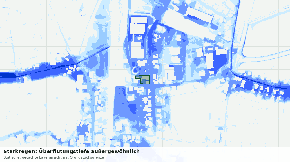 Statische Kartenansicht: Starkregen: Überflutungstiefe außergewöhnlich