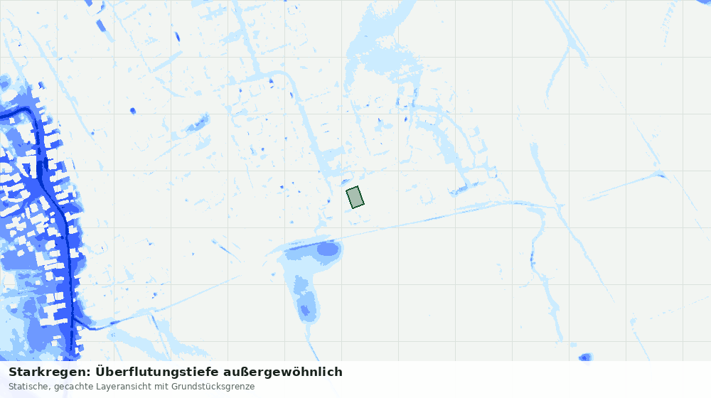 Statische Kartenansicht: Starkregen: Überflutungstiefe außergewöhnlich