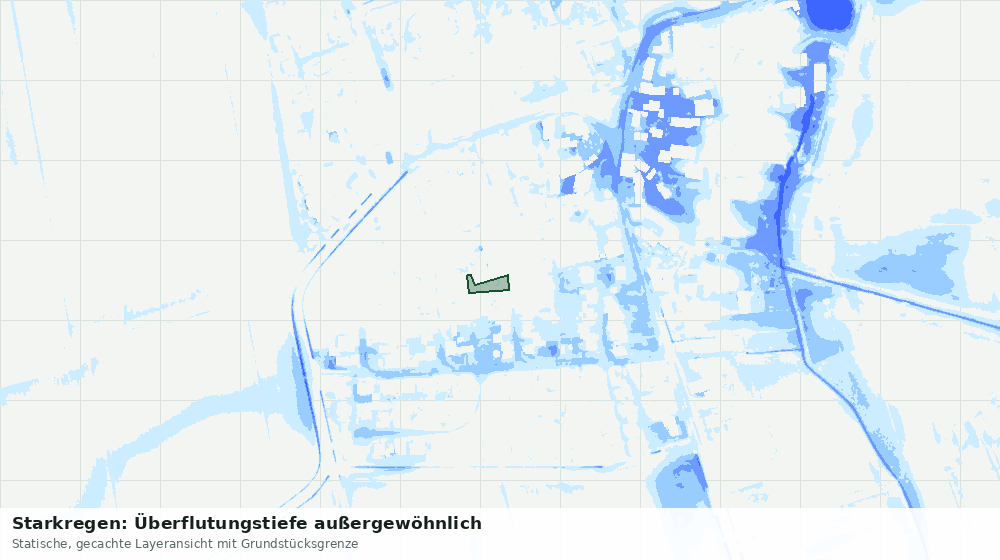 Statische Kartenansicht: Starkregen: Überflutungstiefe außergewöhnlich