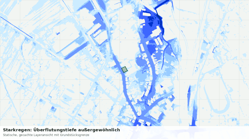 Statische Kartenansicht: Starkregen: Überflutungstiefe außergewöhnlich