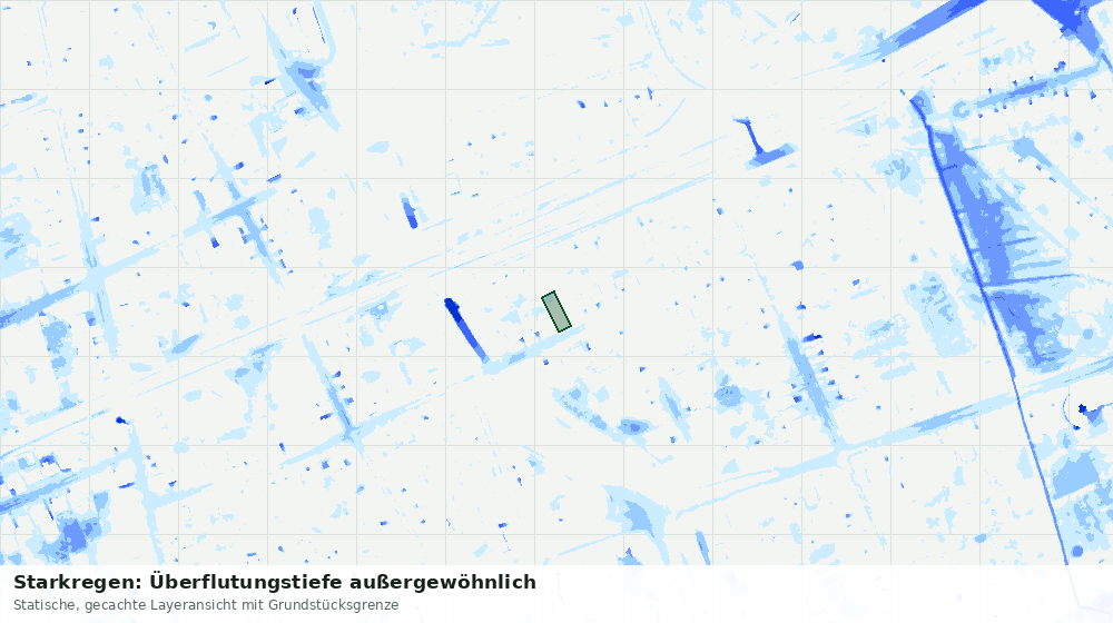 Statische Kartenansicht: Starkregen: Überflutungstiefe außergewöhnlich