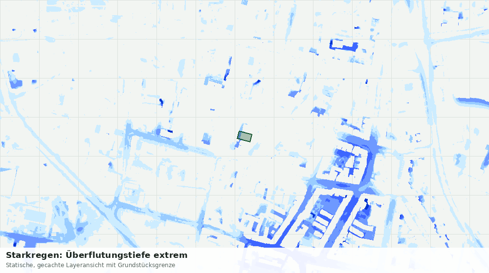 Statische Kartenansicht: Starkregen: Überflutungstiefe extrem