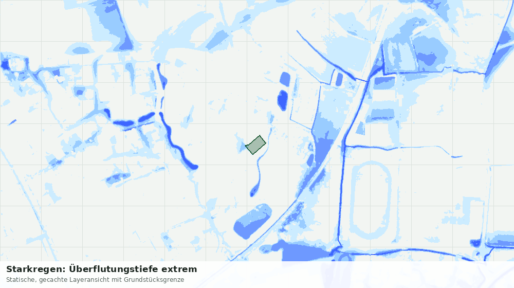 Statische Kartenansicht: Starkregen: Überflutungstiefe extrem
