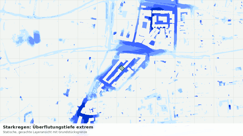 Statische Kartenansicht: Starkregen: Überflutungstiefe extrem