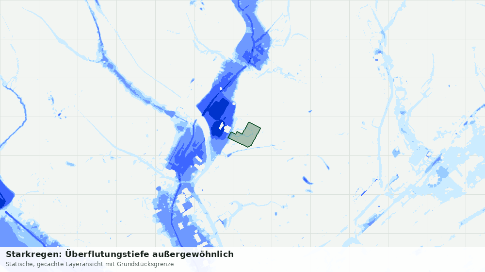 Statische Kartenansicht: Starkregen: Überflutungstiefe außergewöhnlich