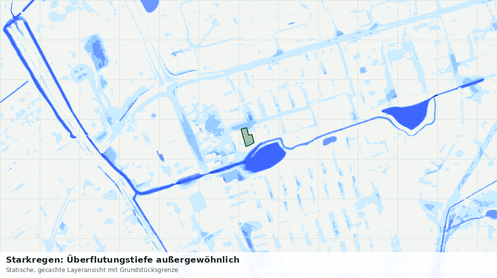 Statische Kartenansicht: Starkregen: Überflutungstiefe außergewöhnlich