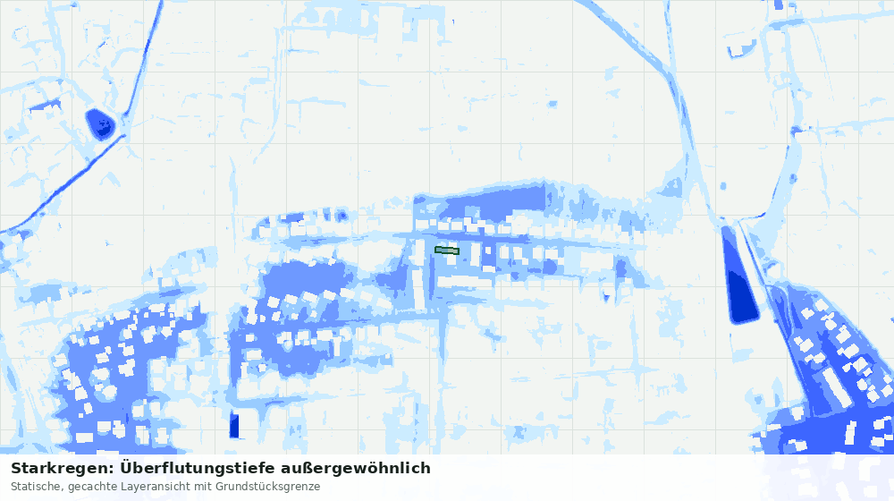 Statische Kartenansicht: Starkregen: Überflutungstiefe außergewöhnlich