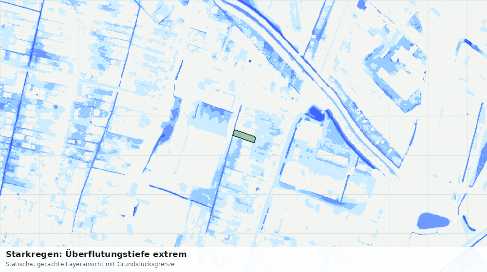 Statische Kartenansicht: Starkregen: Überflutungstiefe extrem