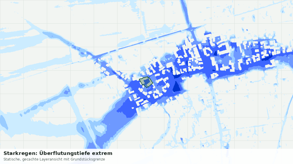 Statische Kartenansicht: Starkregen: Überflutungstiefe extrem