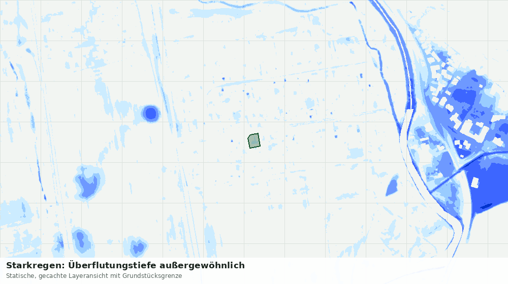 Statische Kartenansicht: Starkregen: Überflutungstiefe außergewöhnlich