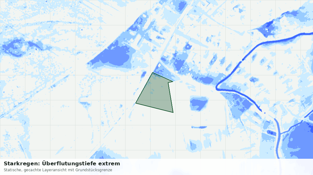 Statische Kartenansicht: Starkregen: Überflutungstiefe extrem