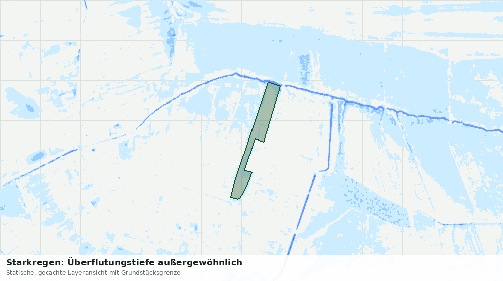 Statische Kartenansicht: Starkregen: Überflutungstiefe außergewöhnlich