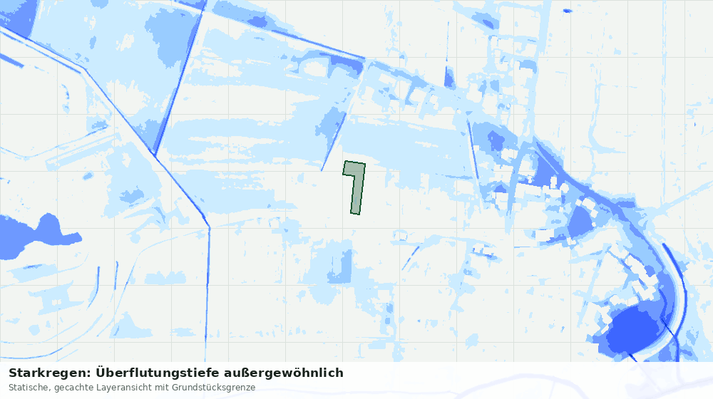 Statische Kartenansicht: Starkregen: Überflutungstiefe außergewöhnlich