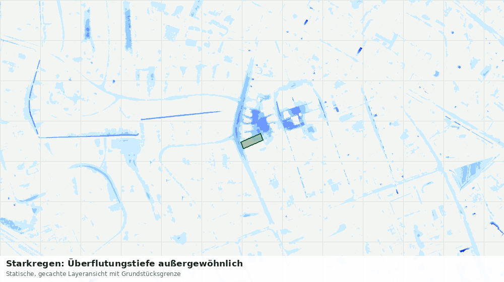 Statische Kartenansicht: Starkregen: Überflutungstiefe außergewöhnlich
