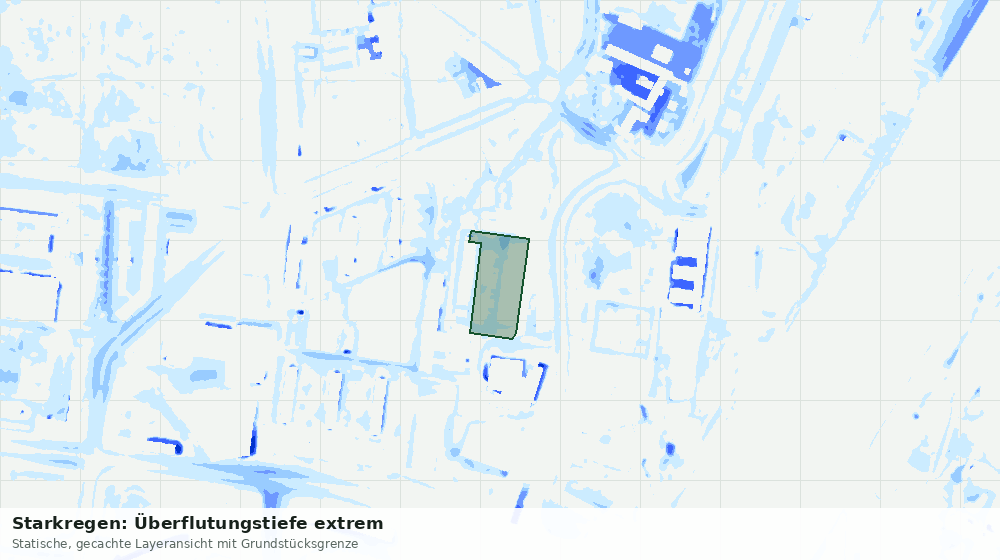 Statische Kartenansicht: Starkregen: Überflutungstiefe extrem