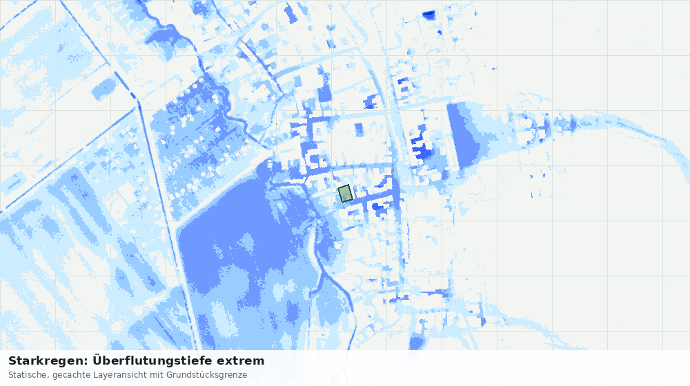Statische Kartenansicht: Starkregen: Überflutungstiefe extrem