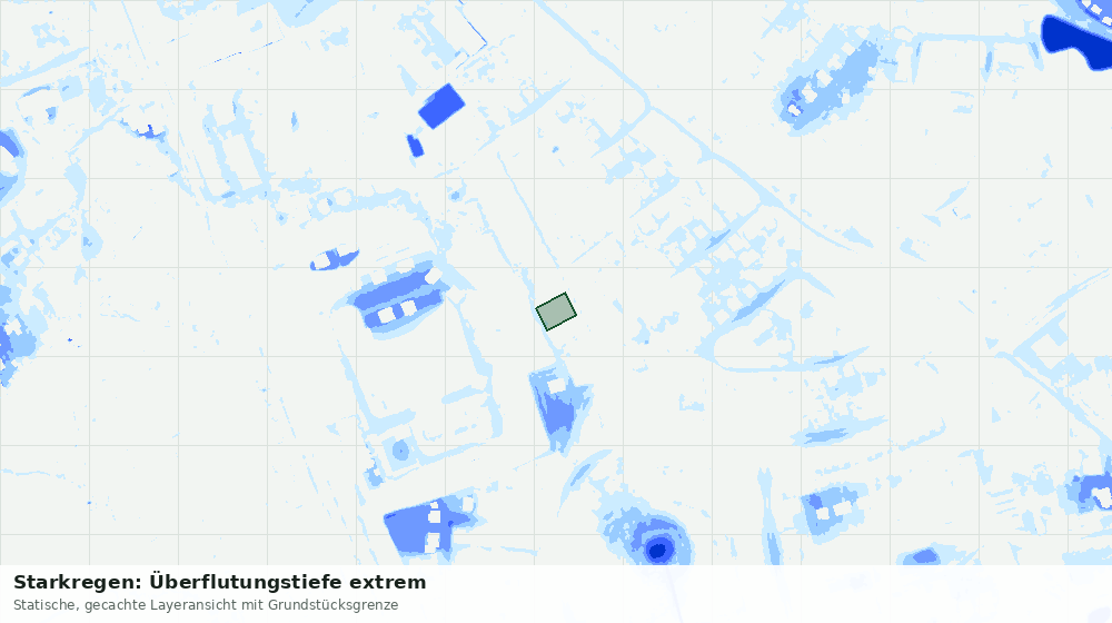 Statische Kartenansicht: Starkregen: Überflutungstiefe extrem