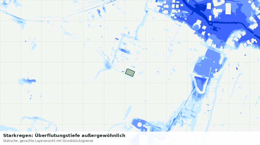 Statische Kartenansicht: Starkregen: Überflutungstiefe außergewöhnlich
