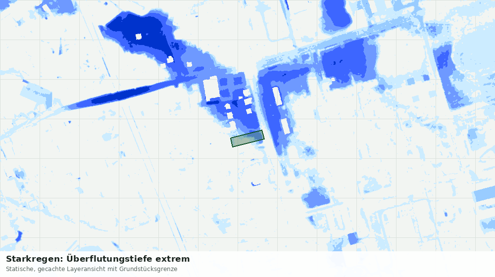 Statische Kartenansicht: Starkregen: Überflutungstiefe extrem