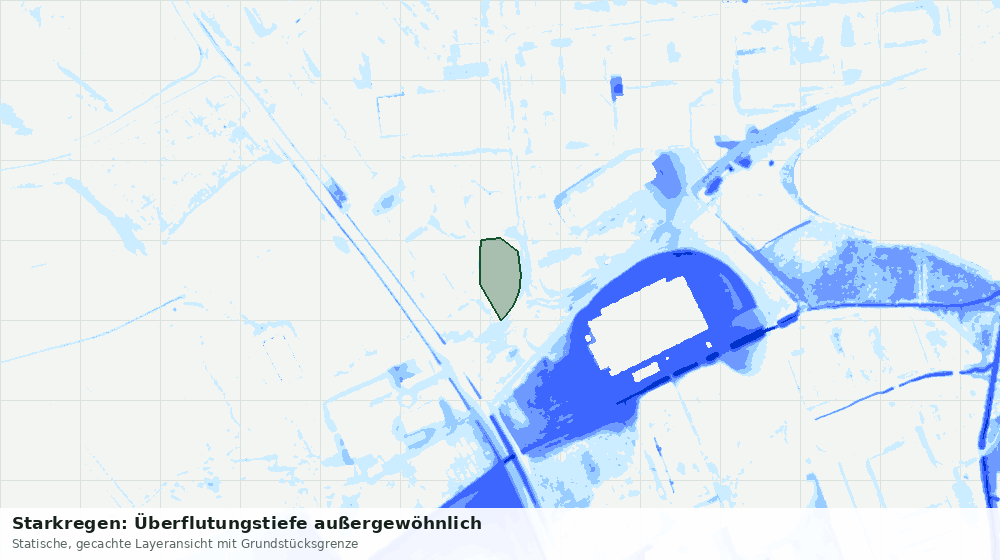 Statische Kartenansicht: Starkregen: Überflutungstiefe außergewöhnlich