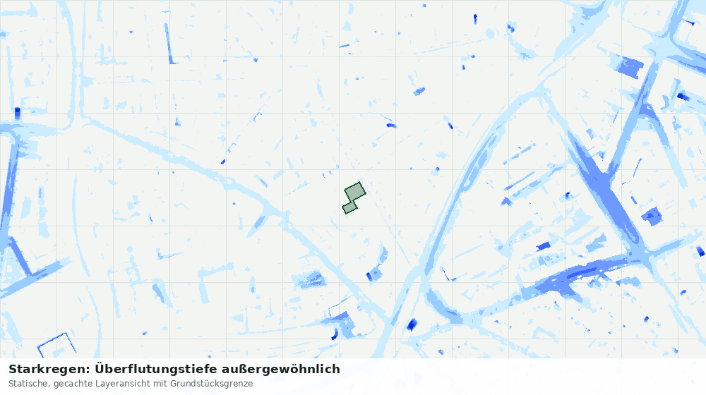 Statische Kartenansicht: Starkregen: Überflutungstiefe außergewöhnlich