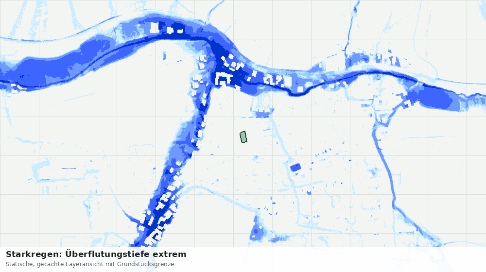 Statische Kartenansicht: Starkregen: Überflutungstiefe extrem