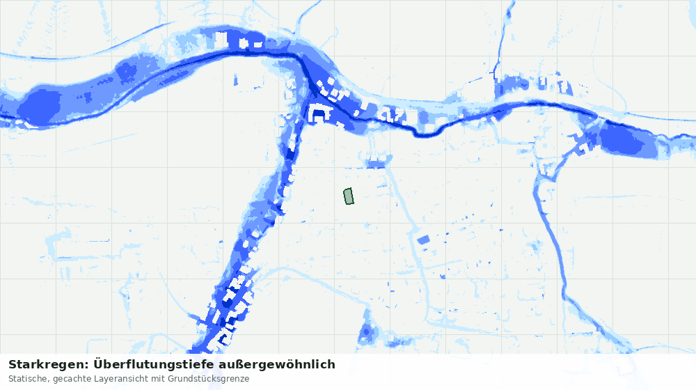 Statische Kartenansicht: Starkregen: Überflutungstiefe außergewöhnlich