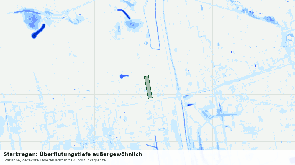 Statische Kartenansicht: Starkregen: Überflutungstiefe außergewöhnlich