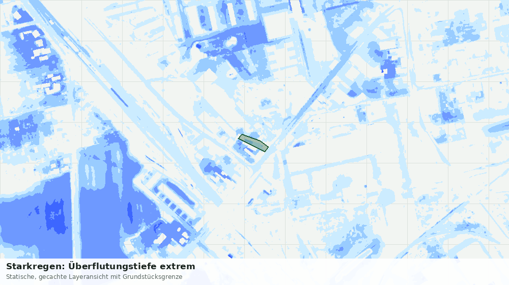 Statische Kartenansicht: Starkregen: Überflutungstiefe extrem