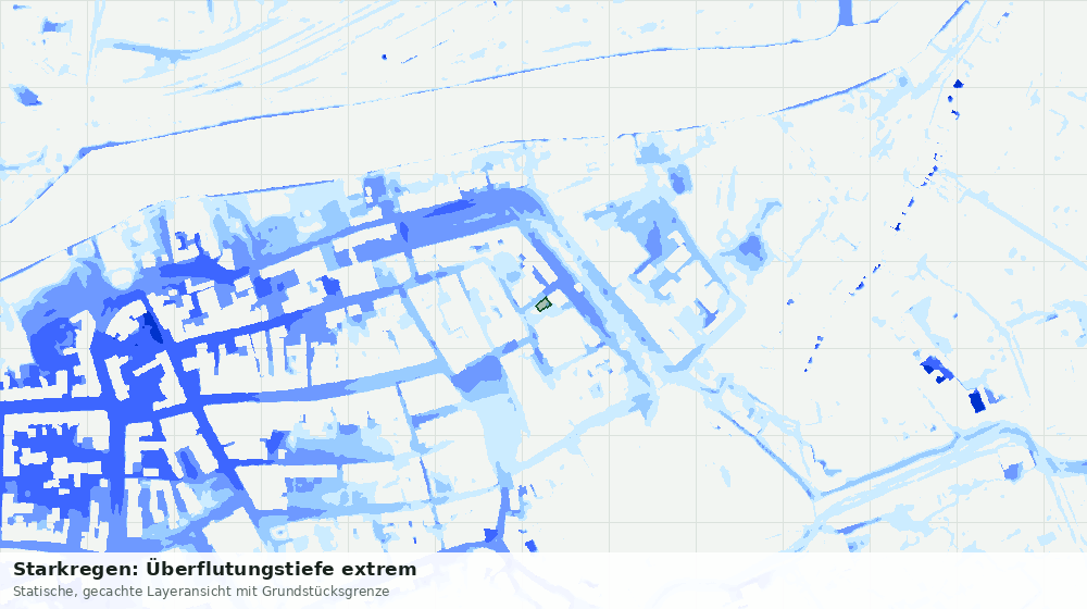Statische Kartenansicht: Starkregen: Überflutungstiefe extrem