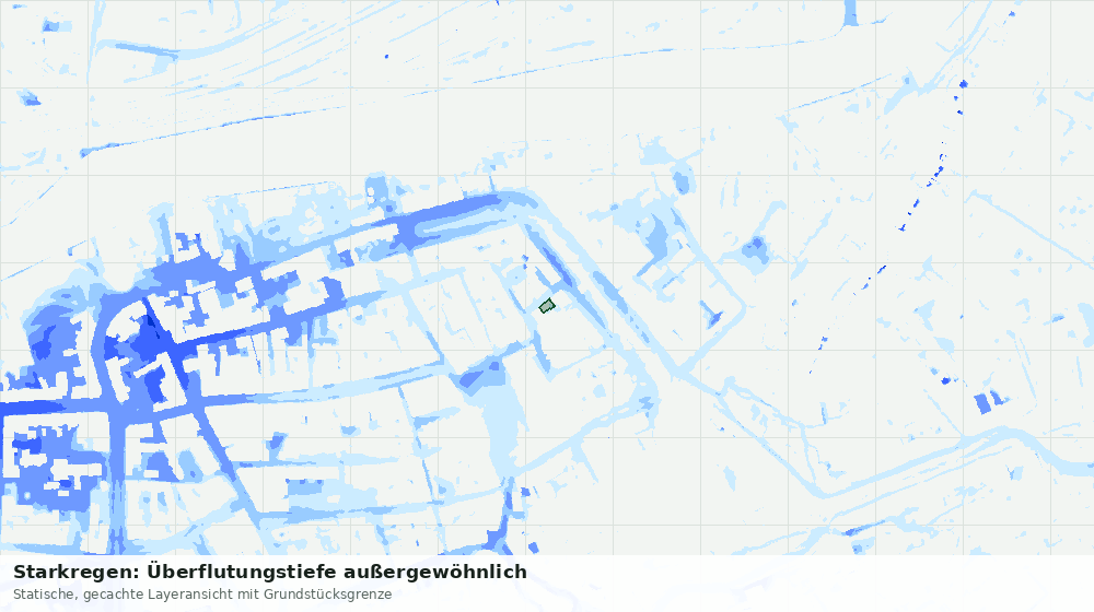Statische Kartenansicht: Starkregen: Überflutungstiefe außergewöhnlich