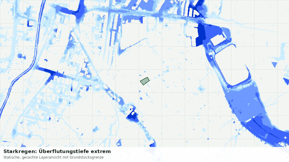 Statische Kartenansicht: Starkregen: Überflutungstiefe extrem