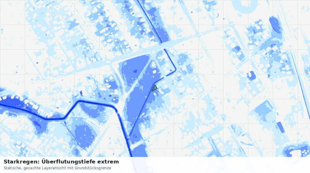 Statische Kartenansicht: Starkregen: Überflutungstiefe extrem