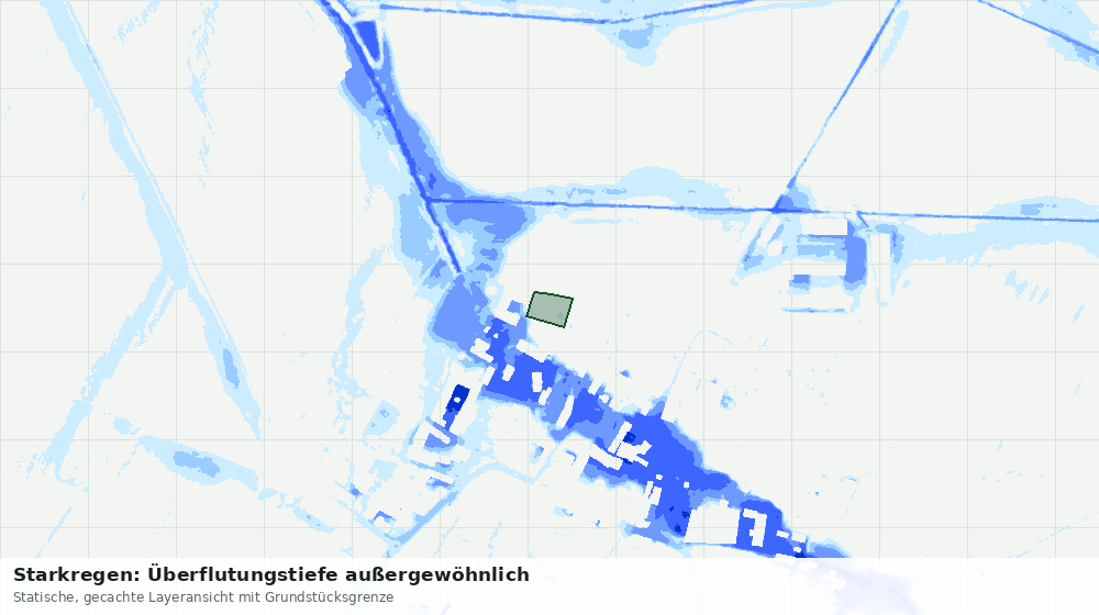 Statische Kartenansicht: Starkregen: Überflutungstiefe außergewöhnlich