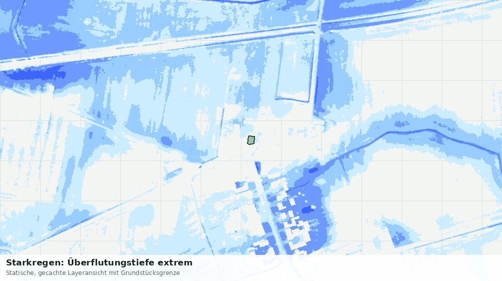 Statische Kartenansicht: Starkregen: Überflutungstiefe extrem