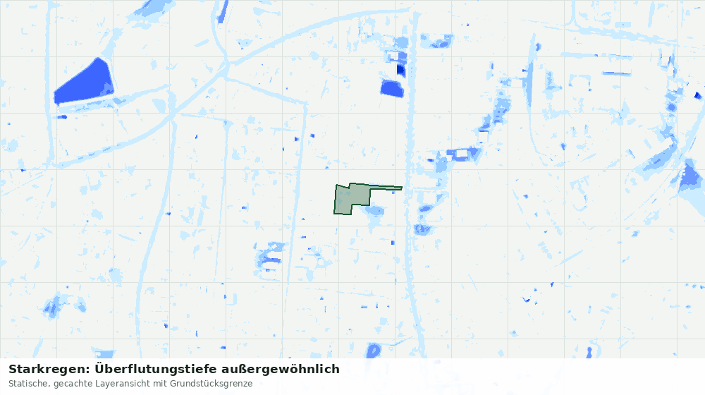 Statische Kartenansicht: Starkregen: Überflutungstiefe außergewöhnlich