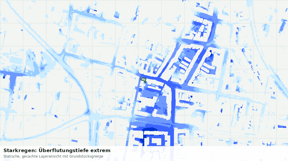 Statische Kartenansicht: Starkregen: Überflutungstiefe extrem