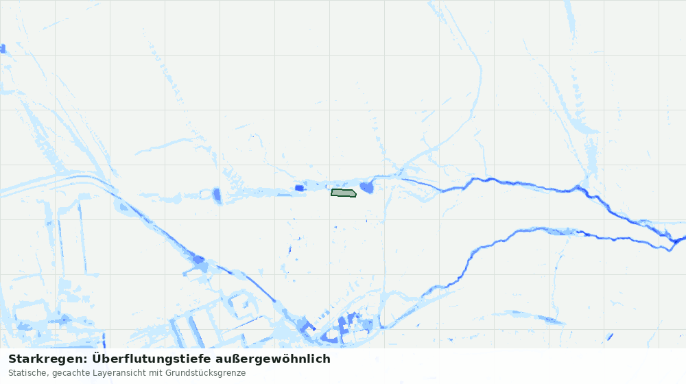Statische Kartenansicht: Starkregen: Überflutungstiefe außergewöhnlich