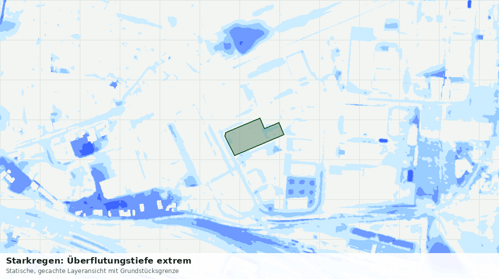 Statische Kartenansicht: Starkregen: Überflutungstiefe extrem