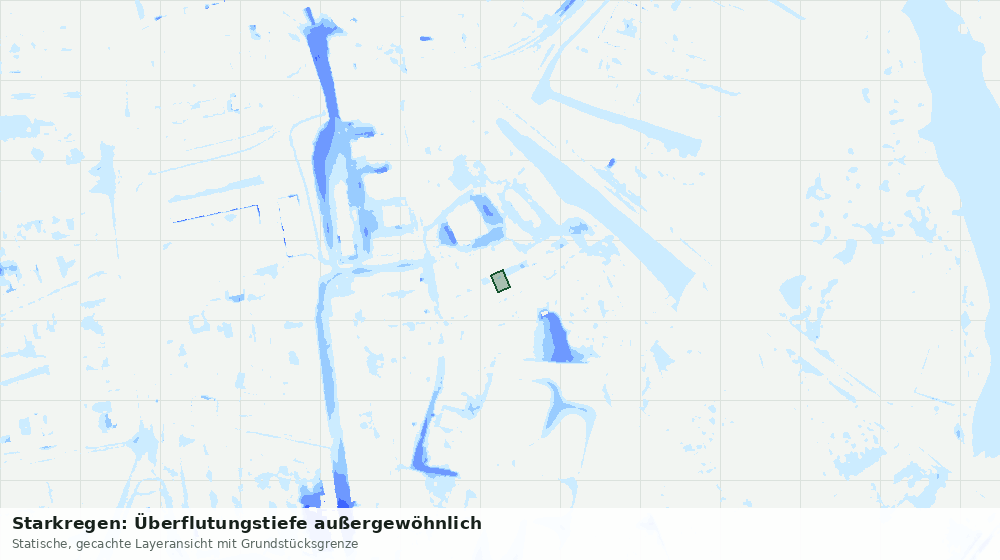 Statische Kartenansicht: Starkregen: Überflutungstiefe außergewöhnlich