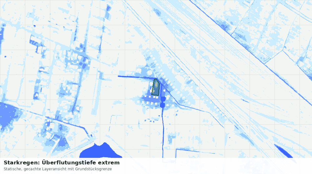 Statische Kartenansicht: Starkregen: Überflutungstiefe extrem