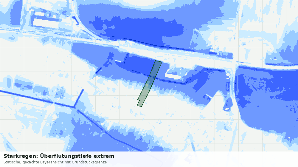 Statische Kartenansicht: Starkregen: Überflutungstiefe extrem