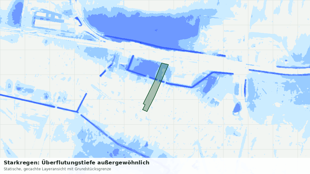 Statische Kartenansicht: Starkregen: Überflutungstiefe außergewöhnlich