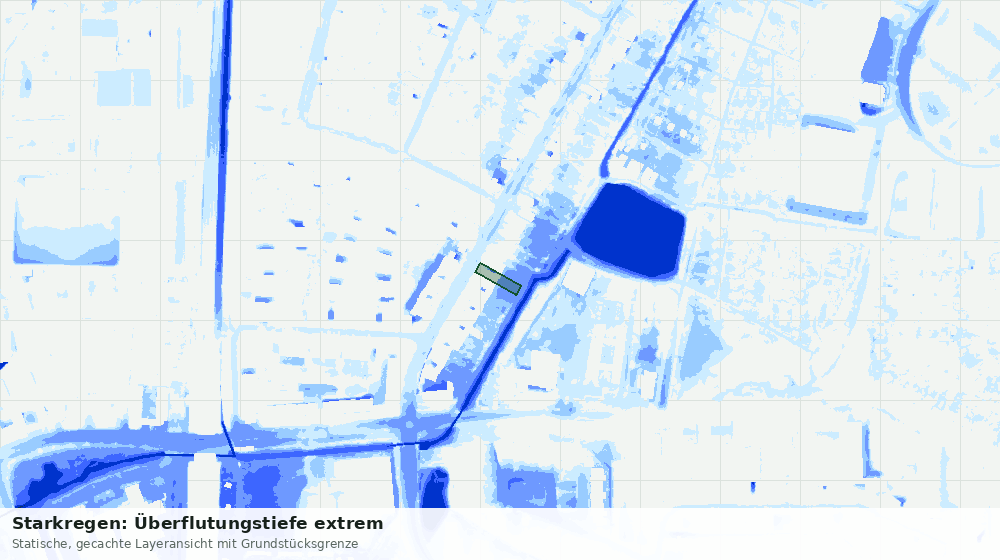 Statische Kartenansicht: Starkregen: Überflutungstiefe extrem