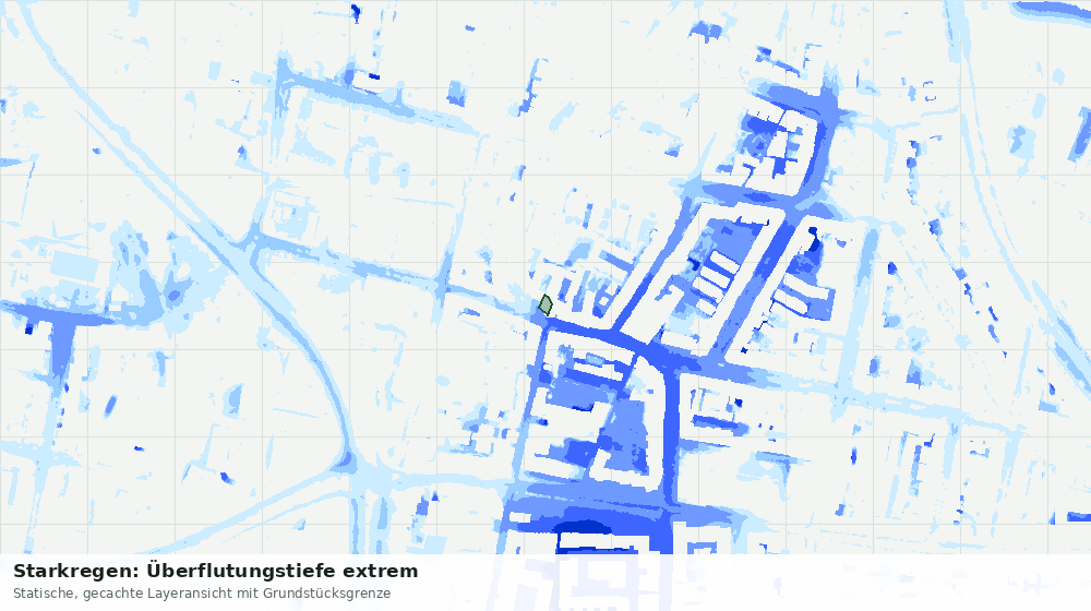 Statische Kartenansicht: Starkregen: Überflutungstiefe extrem