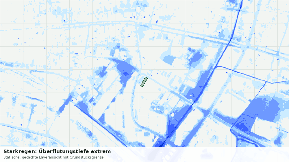 Statische Kartenansicht: Starkregen: Überflutungstiefe extrem