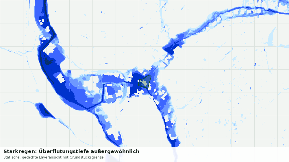 Statische Kartenansicht: Starkregen: Überflutungstiefe außergewöhnlich