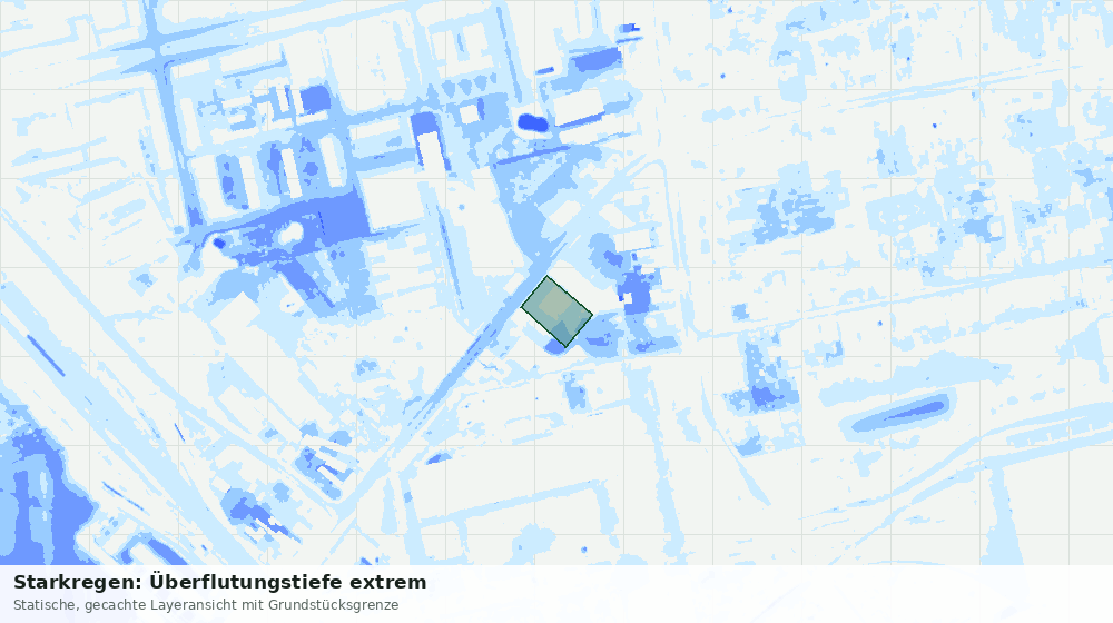 Statische Kartenansicht: Starkregen: Überflutungstiefe extrem