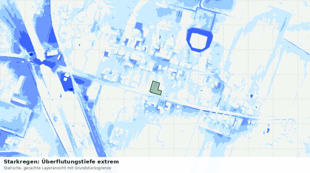 Statische Kartenansicht: Starkregen: Überflutungstiefe extrem